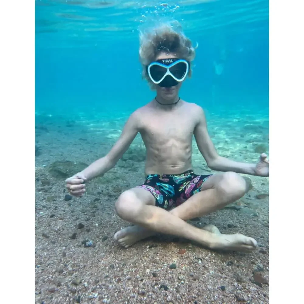 Tidal Sports Kids Snorkel Scuba Mask with Anti-Fog Technology Blue White Black